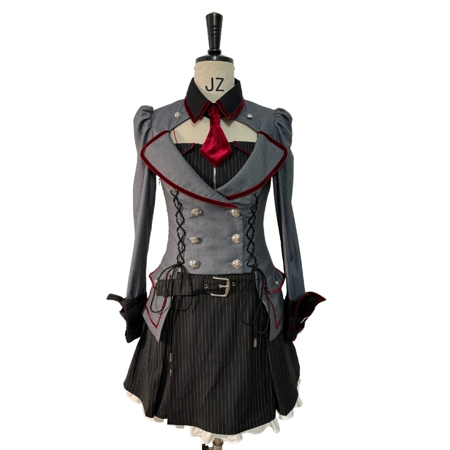 ミリタリーロリィタ ダブルボタン軍服風ロリータフェイクツーピースワンピ