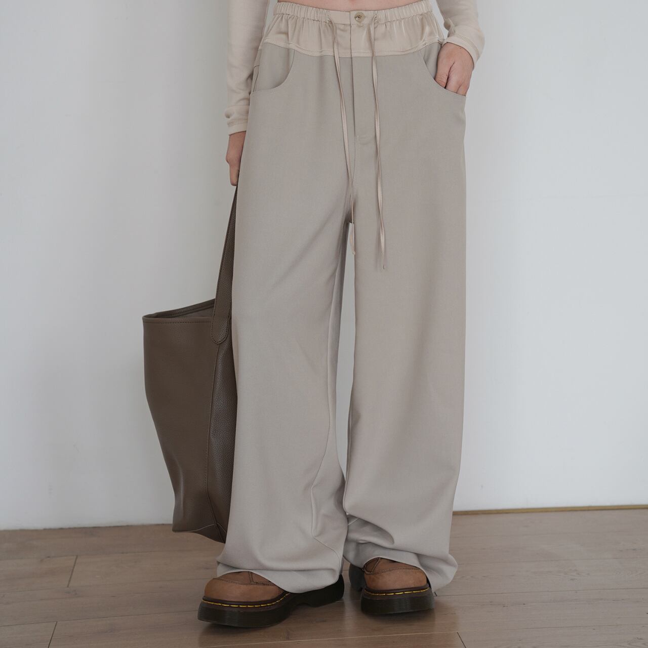 waist switching wide-leg pants L0077