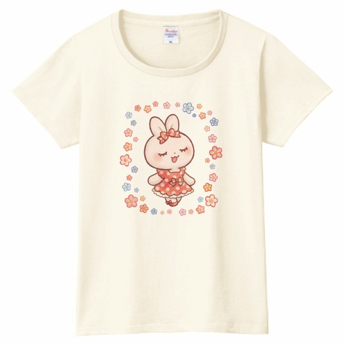 KawaiiうさちゃんコットンTシャツ(レディース)