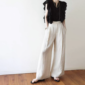 wide leg tuck pants  11543