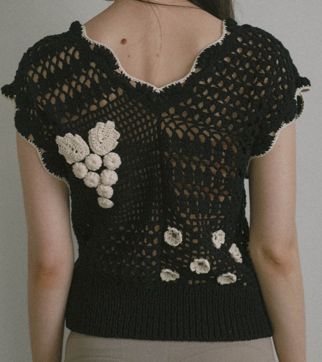 Various crochet vest・C/#black
