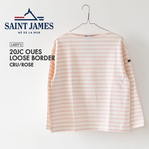 SAINT JAMES [セントジェームス 正規販売店] 20JC OUES LOOSE BORDER - CRU/ROSE [20jclb-cr-rs] ウェッソンルーズ ボーダー・ボーダー・ガーネット・カットソー・長袖・コットン・ボートネック・LADY'S [2026AW]