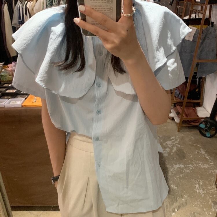 カラーシャツ サマーソリッド ルーズスリムトップス 夏物 ソリッドカラー ビッグFスモールZ韓国26995410694
