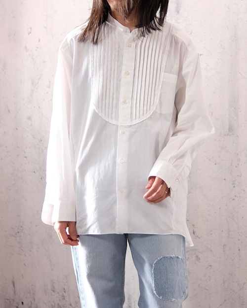 remake pin tuck shirt(white+jacquard)