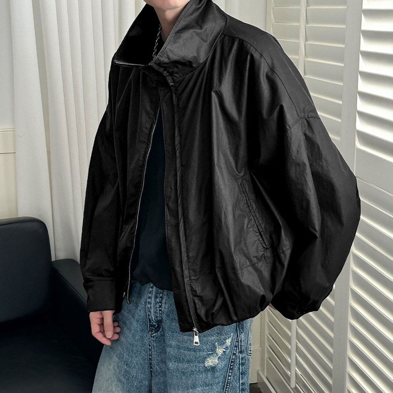 Stand-collar leather jacket(MT1692)