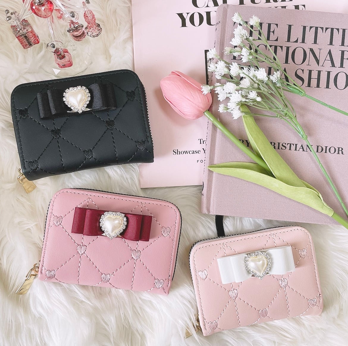 Dior ハート ピンク キルティング 財布 カードケース ケース DIOR新作財布】幸運を運ぶ♡ハートモチーフの「カナージュ」が