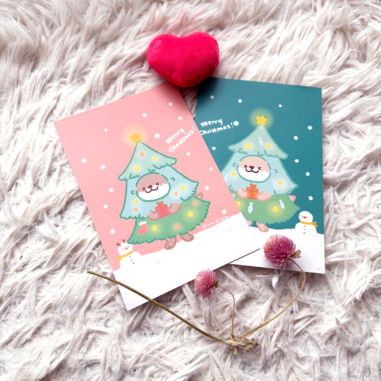 カワウソクリスマスツリーポストカード２枚入