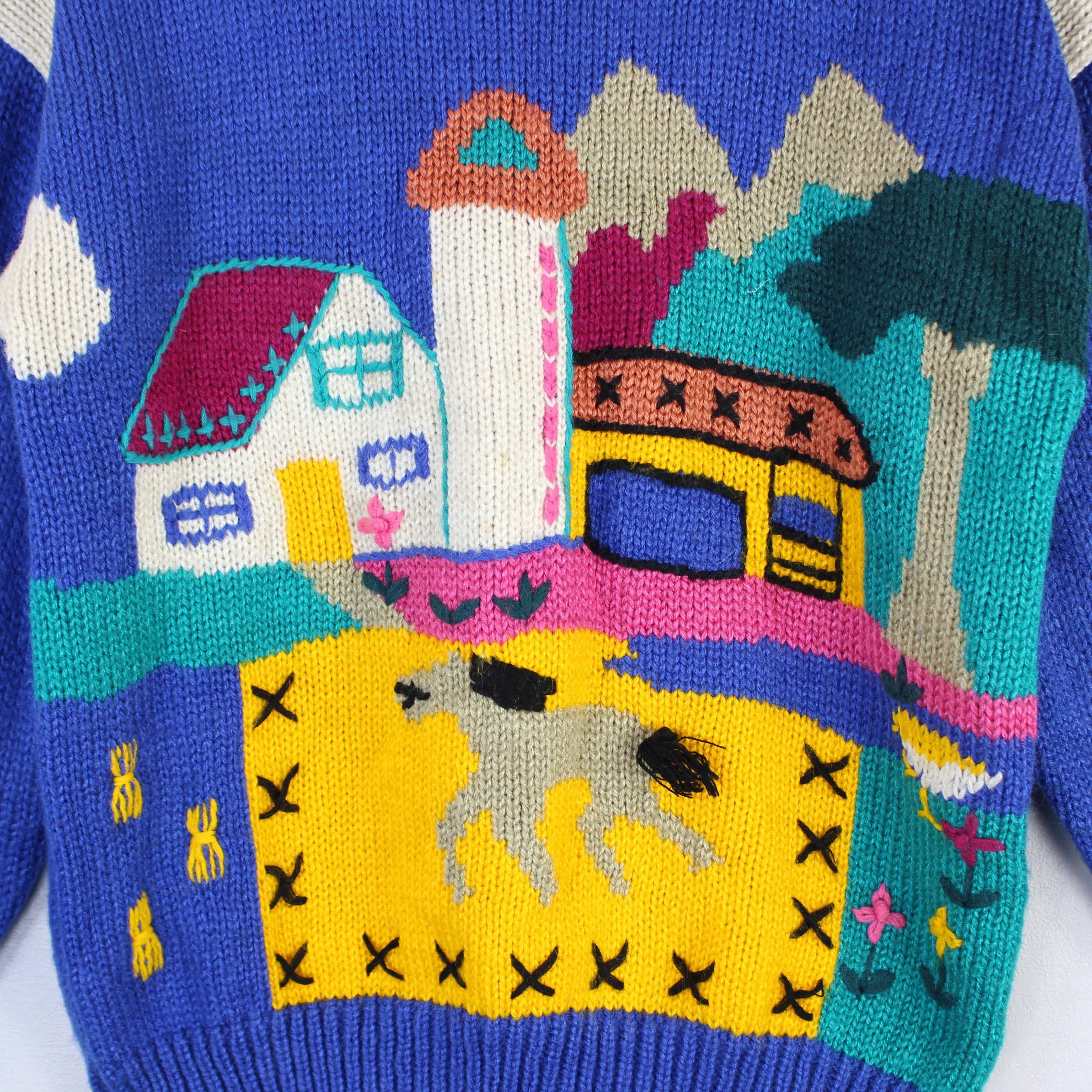 USA VINTAGE WHITE STAG HAND MADE DESIGN KNIT/アメリカ古着ホワイト