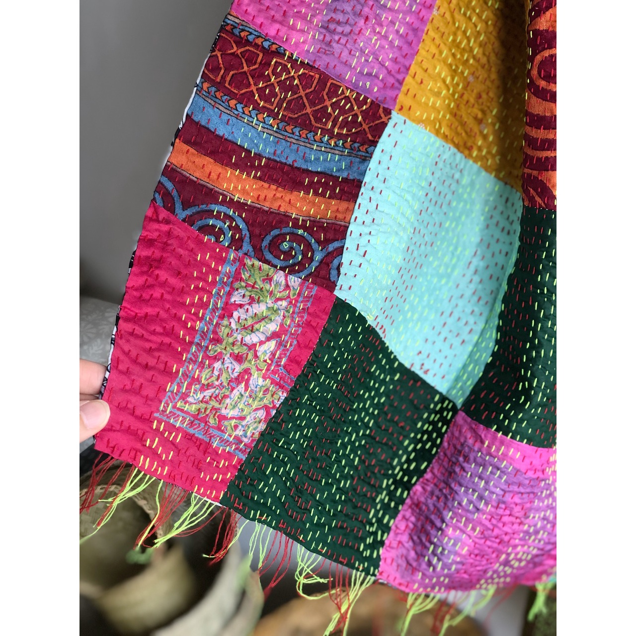 リサイクルサリーのカンタショール パッチワーク小09 インドの手仕事布 Mulaセレクト