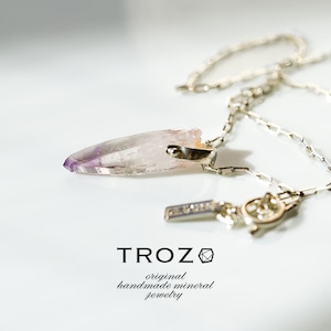 ベラクルス産アメシスト (アメジスト) 鉱物原石 シルバー925 チェーンネックレス 天然石 アクセサリー (No.3694)