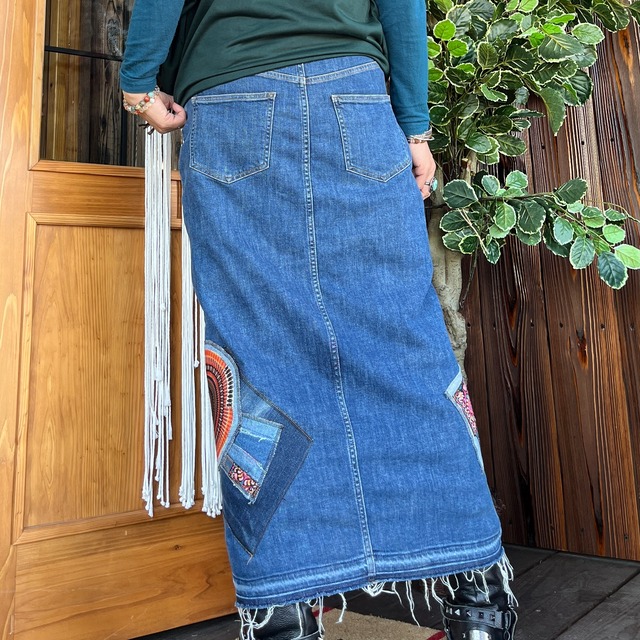リメイクデニムフラワースカート