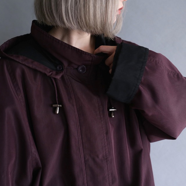 high-neck big jacket coat with liner and hoodie