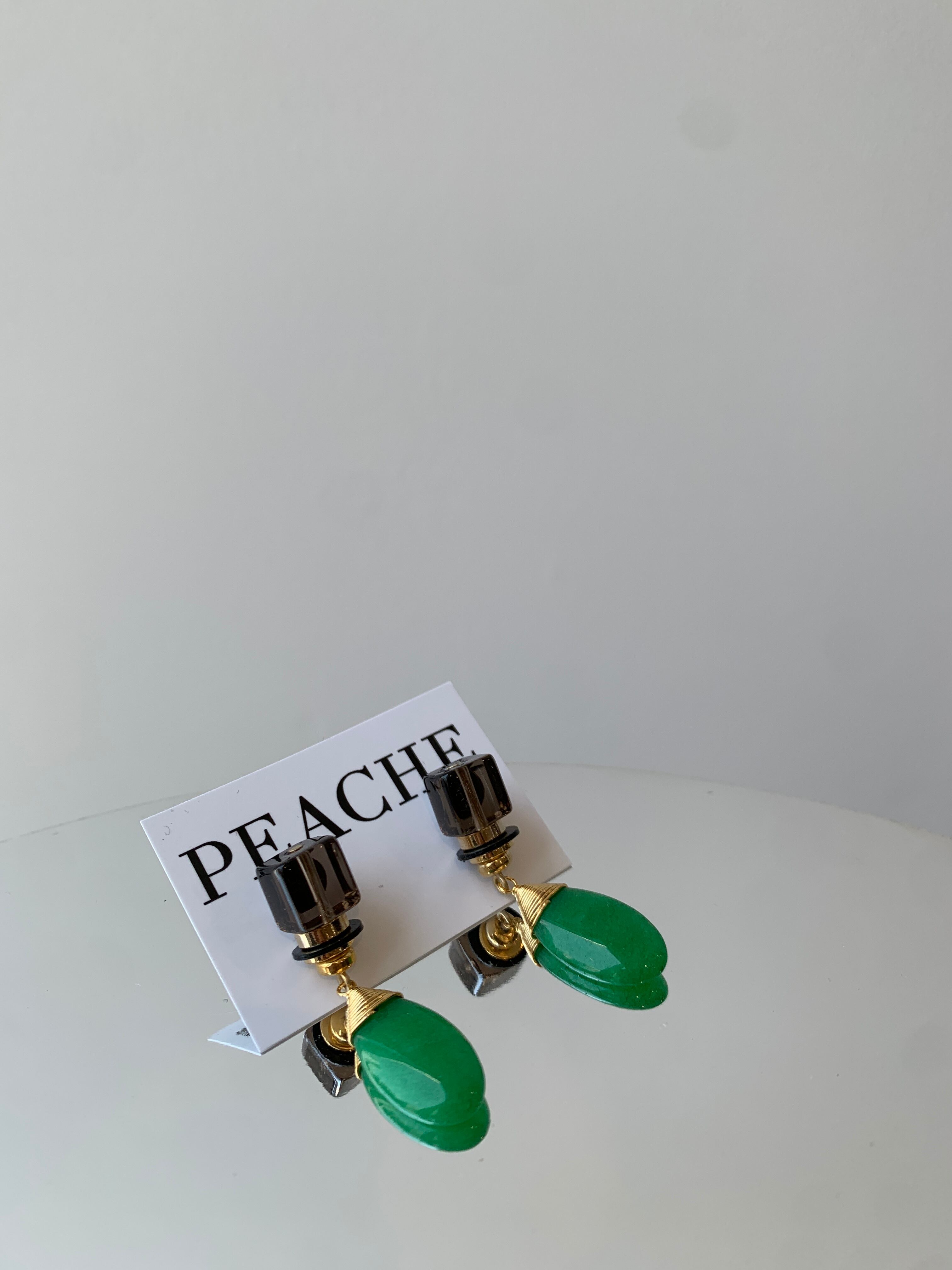 petit green stone tea drop gold