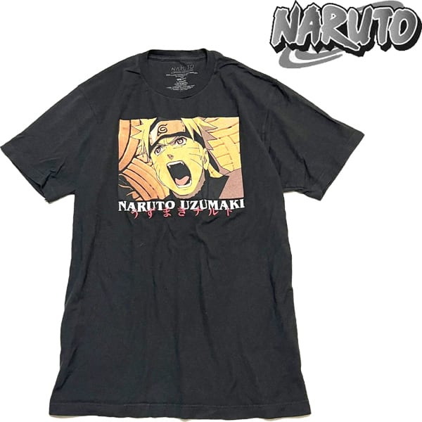 【激レア】NARUTO ナルト　tシャツ　古着　XL相当 1点物◇うずまきナルトNARUTO黒アニメプリントTシャツ古着LメンズXL
