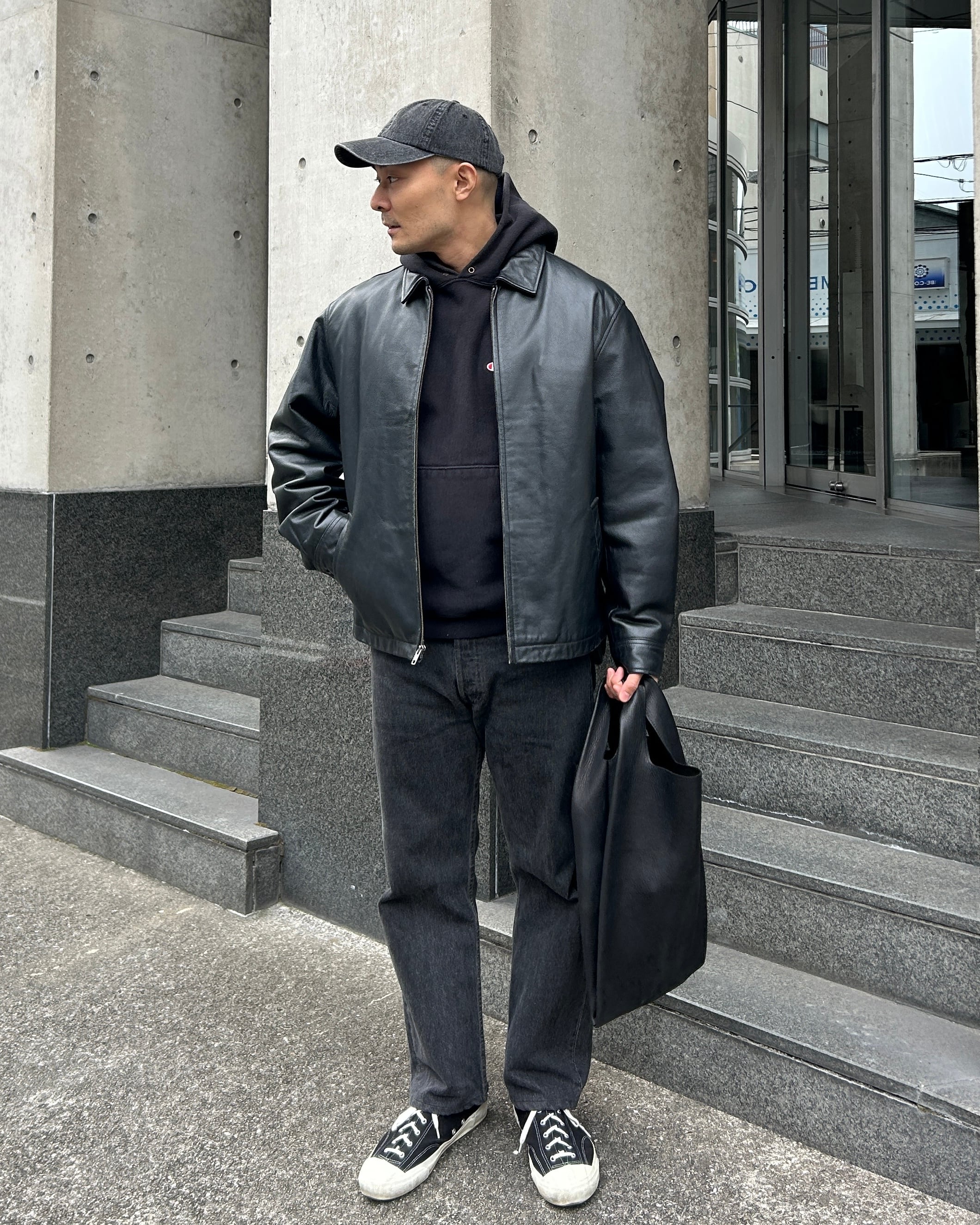 極美品 L アルミジップ 牛革 OLD GAP レザージャケット ブラック