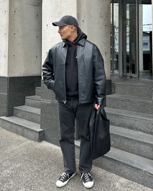 極美品 L アルミジップ 牛革 OLD GAP レザージャケット ブラック オールドギャップ