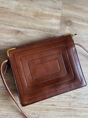 vintage brown leather square shoulder bag-5137-7