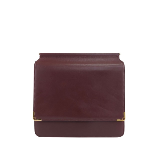 Cartier カルティエ ショルダーバッグ ボルドー ロゴ レザー フラップ vintage ヴィンテージ オールド bfsz6d