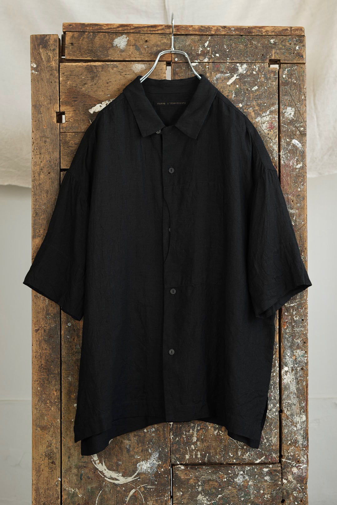 FORME D'EXPRESSION - CAMP SHIRT WITH CRESCENT POCKET / BLACK