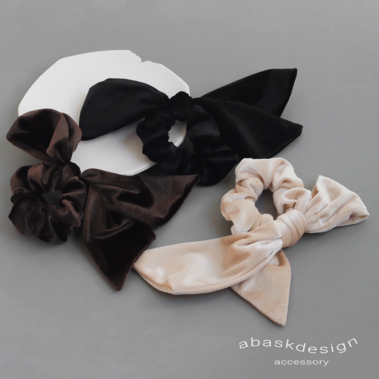 【ネコポス便】ヘアアクセ 大きめ 大人リボン ベルベット ベロアシュシュ レディース 2545