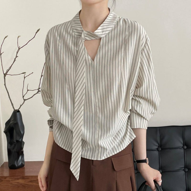 ストライプ ボウタイシャツ N00306