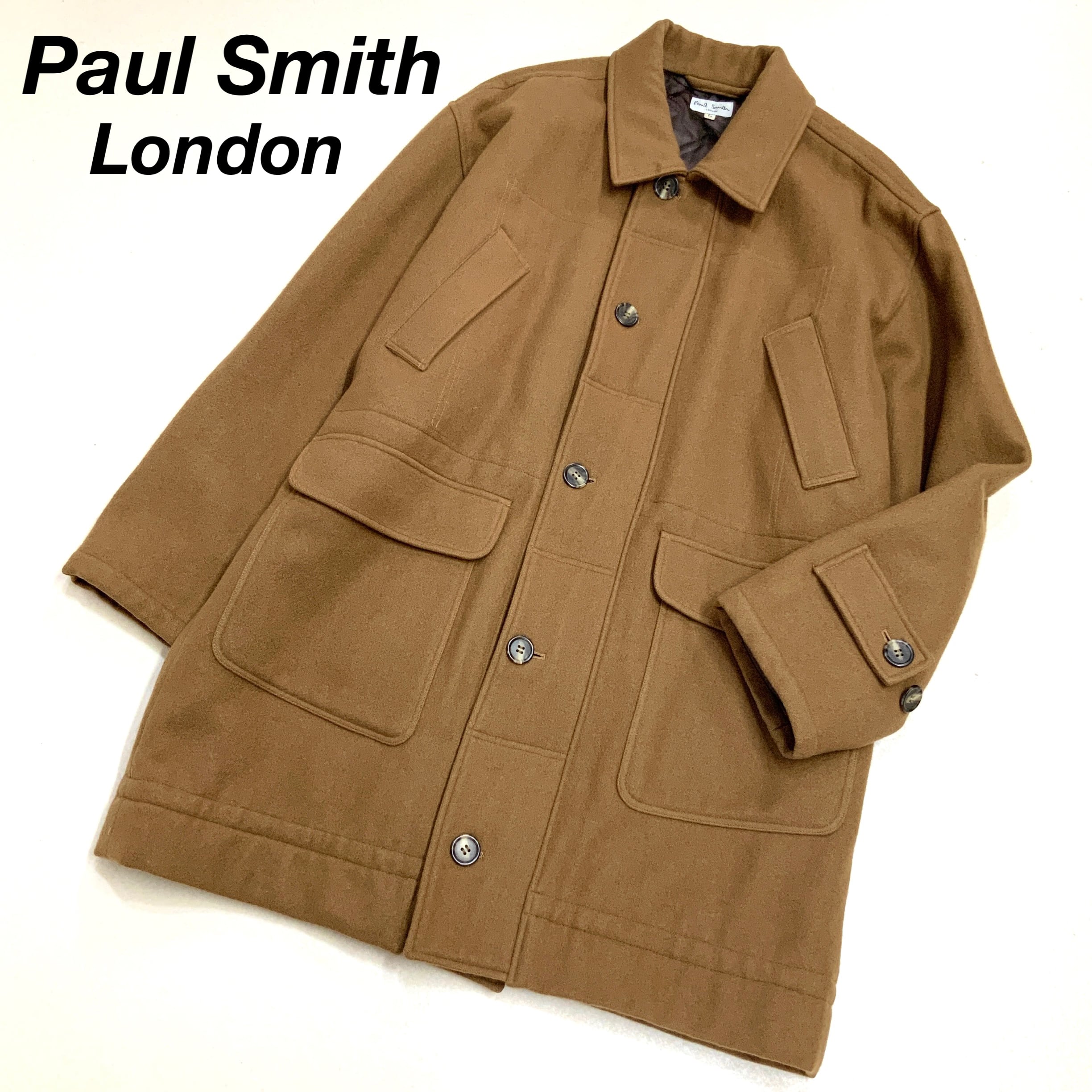 Paul Smith London ポールスミス メルトン ウール ロングコート キャメル | 古着屋　MOU powered by BASE