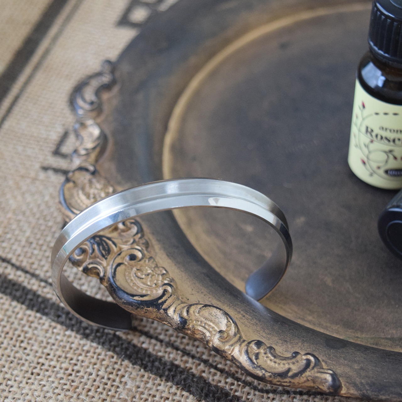 ステンレスダブルソリッドラインバングルシルバー