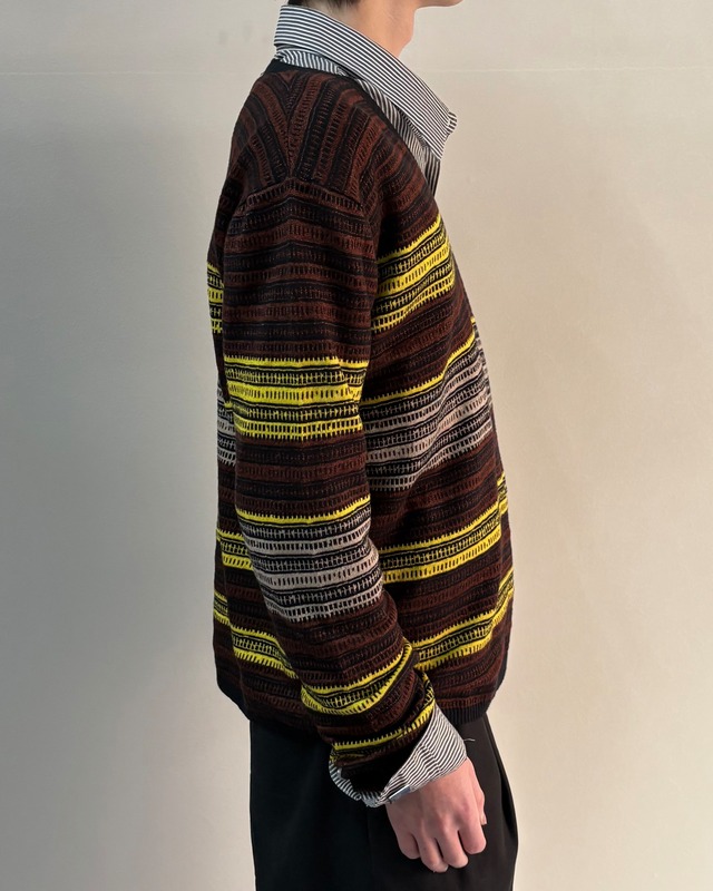【DRIES VAN NOTEN】v-neck border linen knit