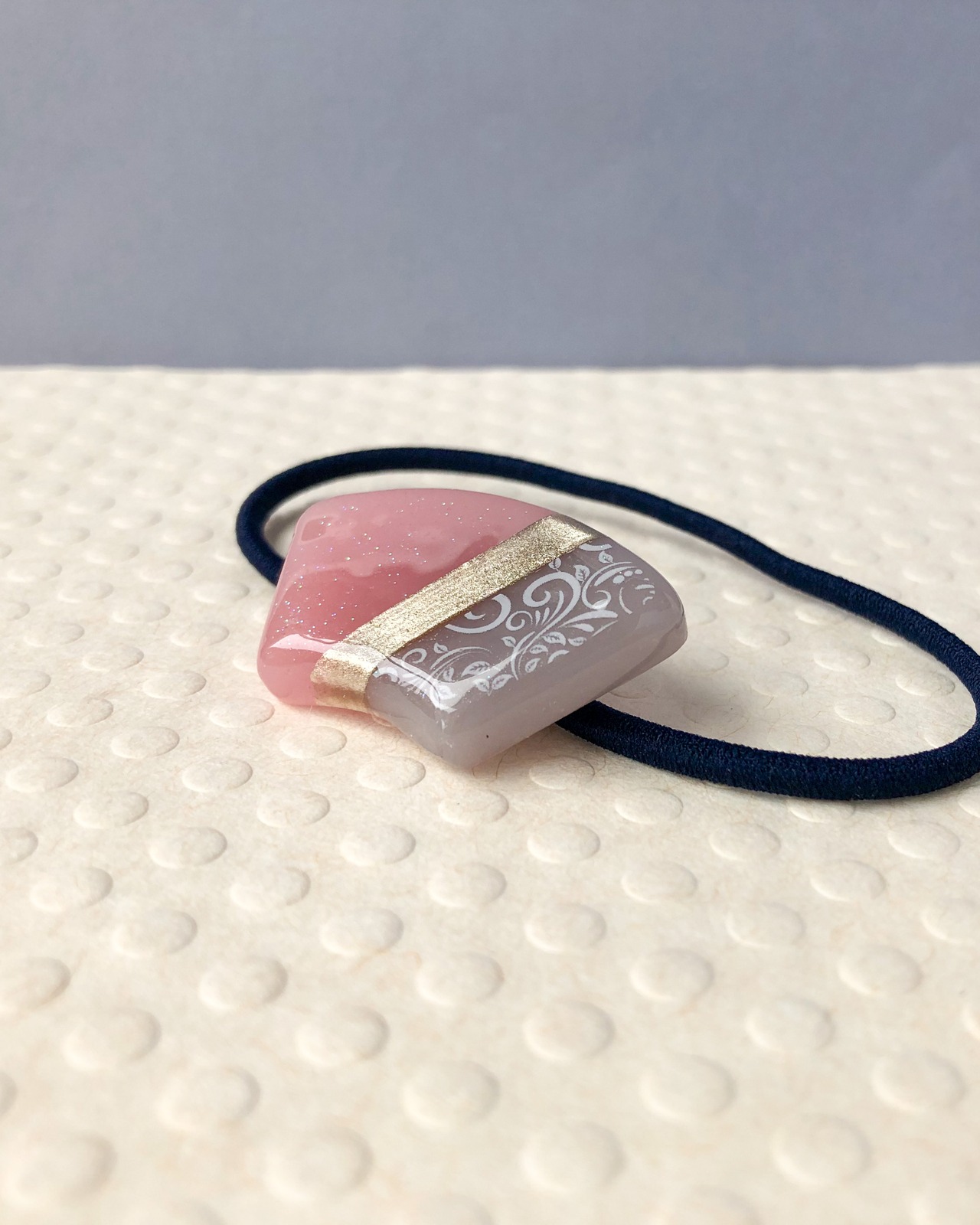 *さくらカラー*レース柄*おうぎ形のヘアゴム*の画像03