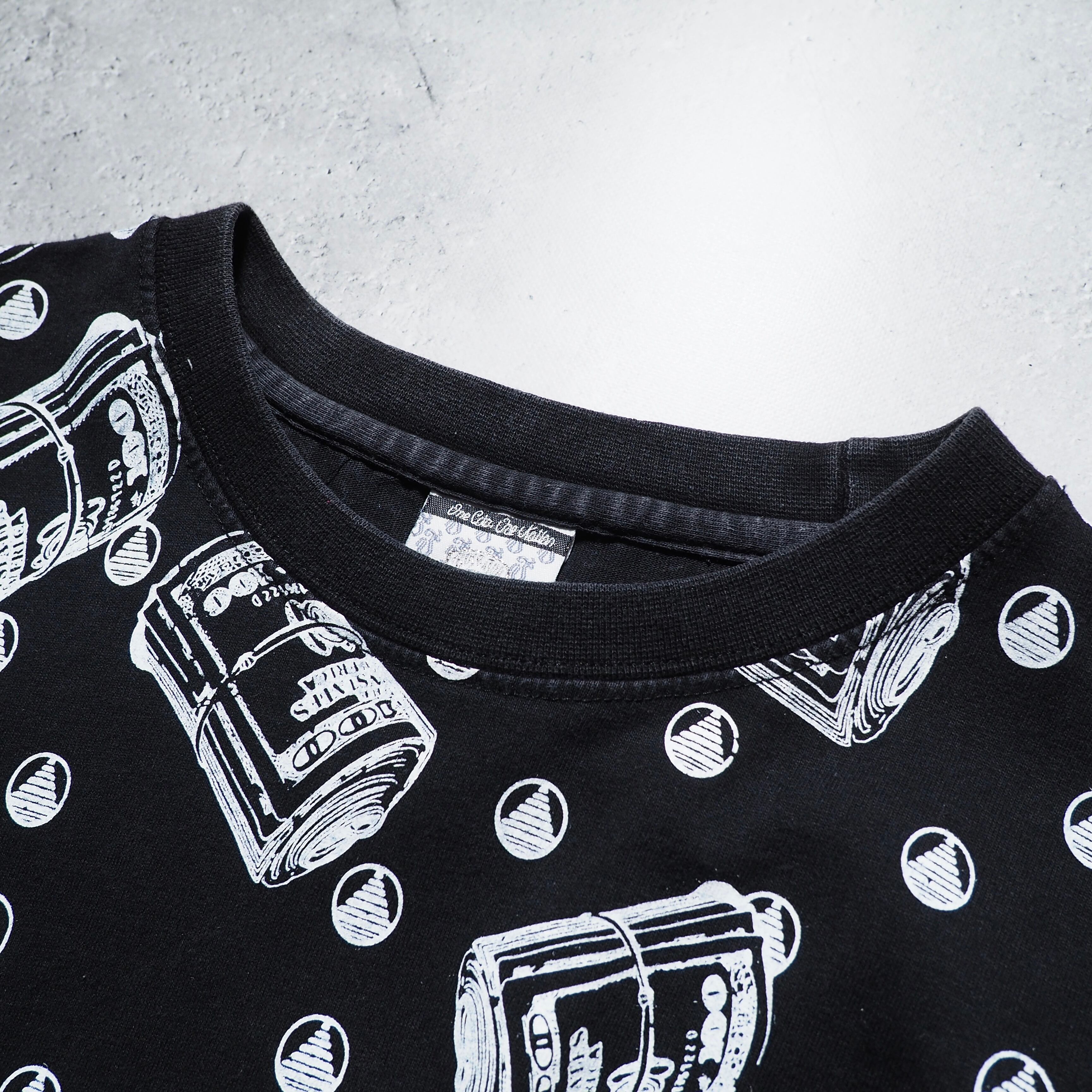 XXXL King loose silhouette wad of bills printed Black Tee