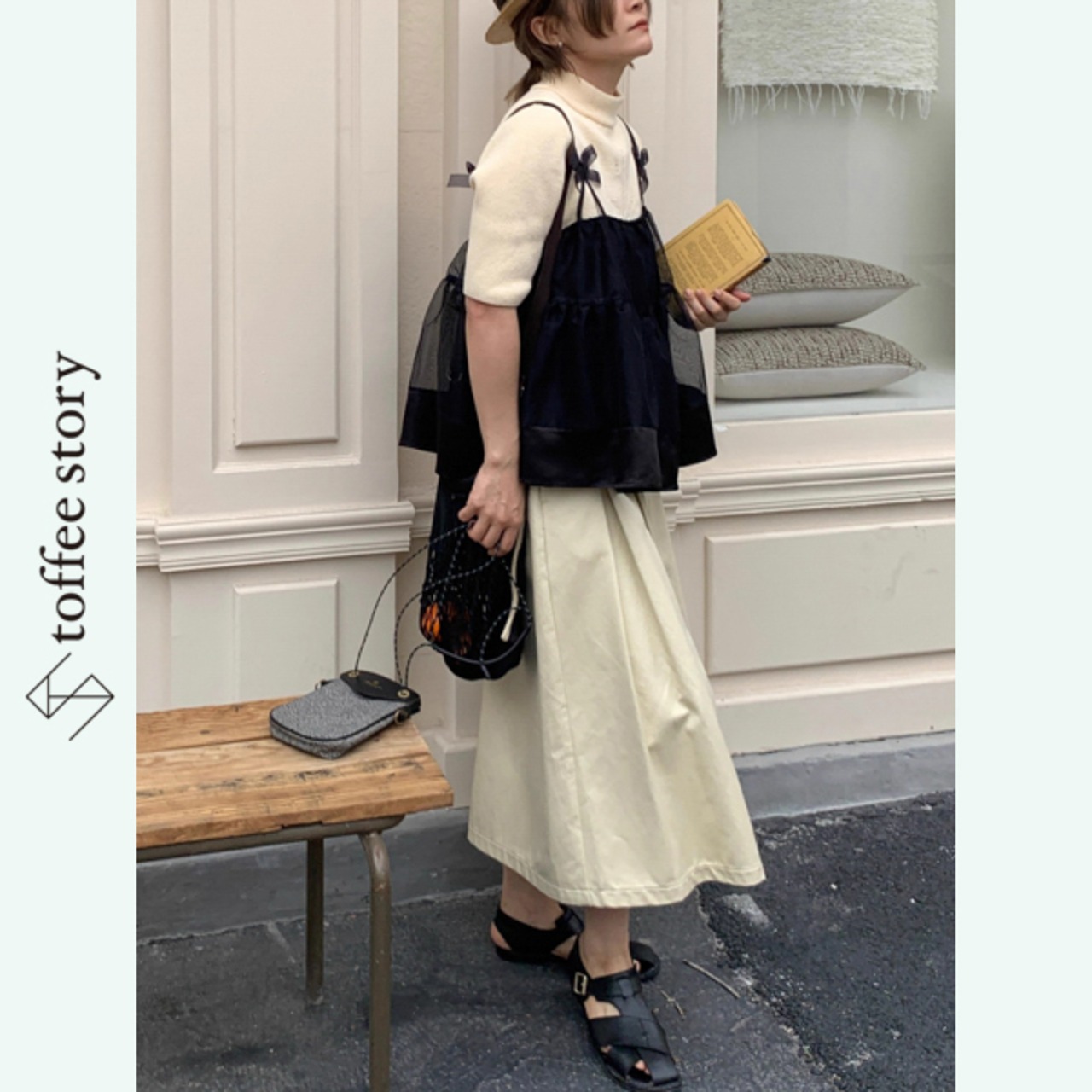 【3color】碇と潮風のコットン半袖ニット 《W0161》