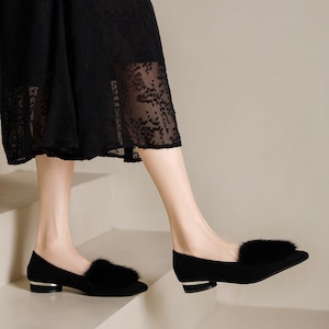 ポインテッド トゥ ファーシューズ SH19