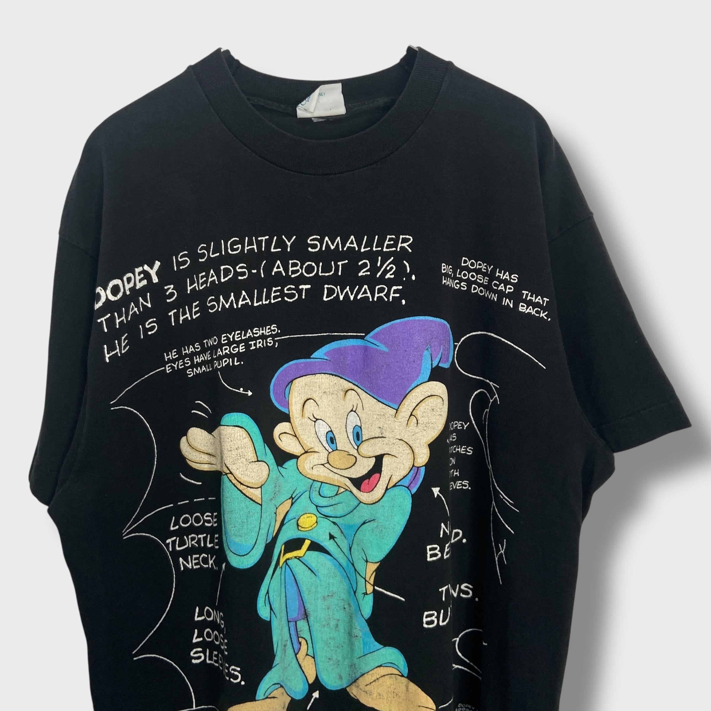 90s 白雪姫 7人の小人 dopey キャラクターTシャツ ディズニー 黒