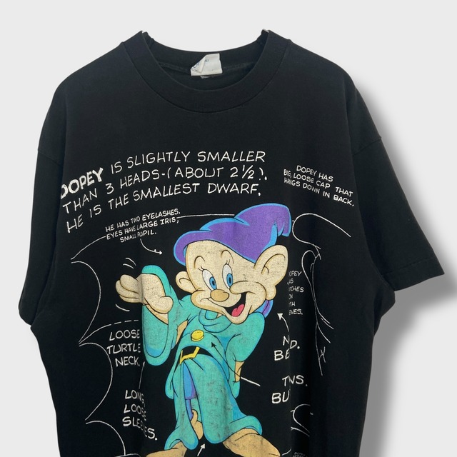 90s 白雪姫 7人の小人 dopey キャラクターTシャツ ディズニー 黒