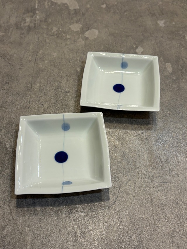 〈WEB陶器市〉角深トレイ（S）　青玉
