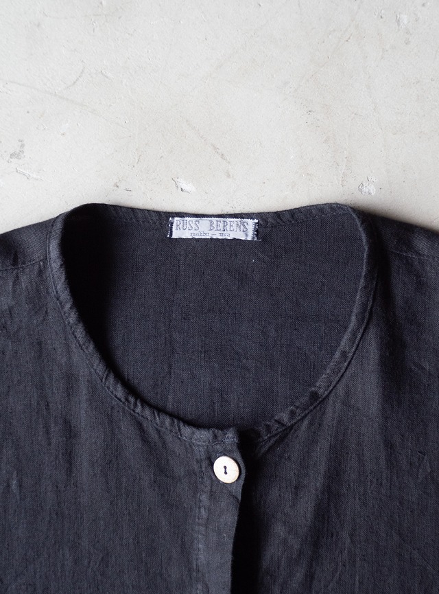 "RUSS BERENS" 1990s Linen no-collor shirt jacket