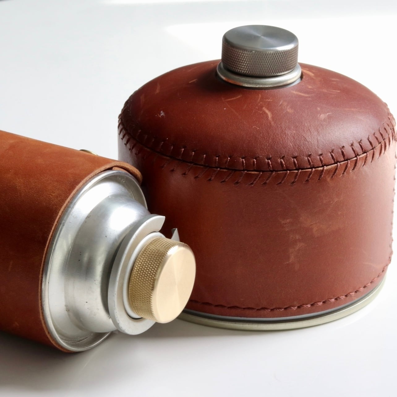 真鍮製CB・OD缶共通キャップ２個　ブラスキャップ　カセットボンベ　アウトドア缶