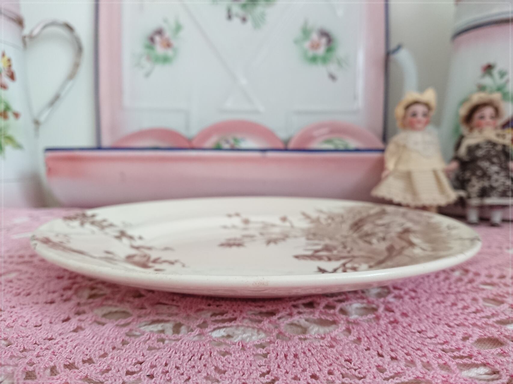 小鳥柄のプレート♪ 22.8㎝ Creil et montereau クレイユ エ