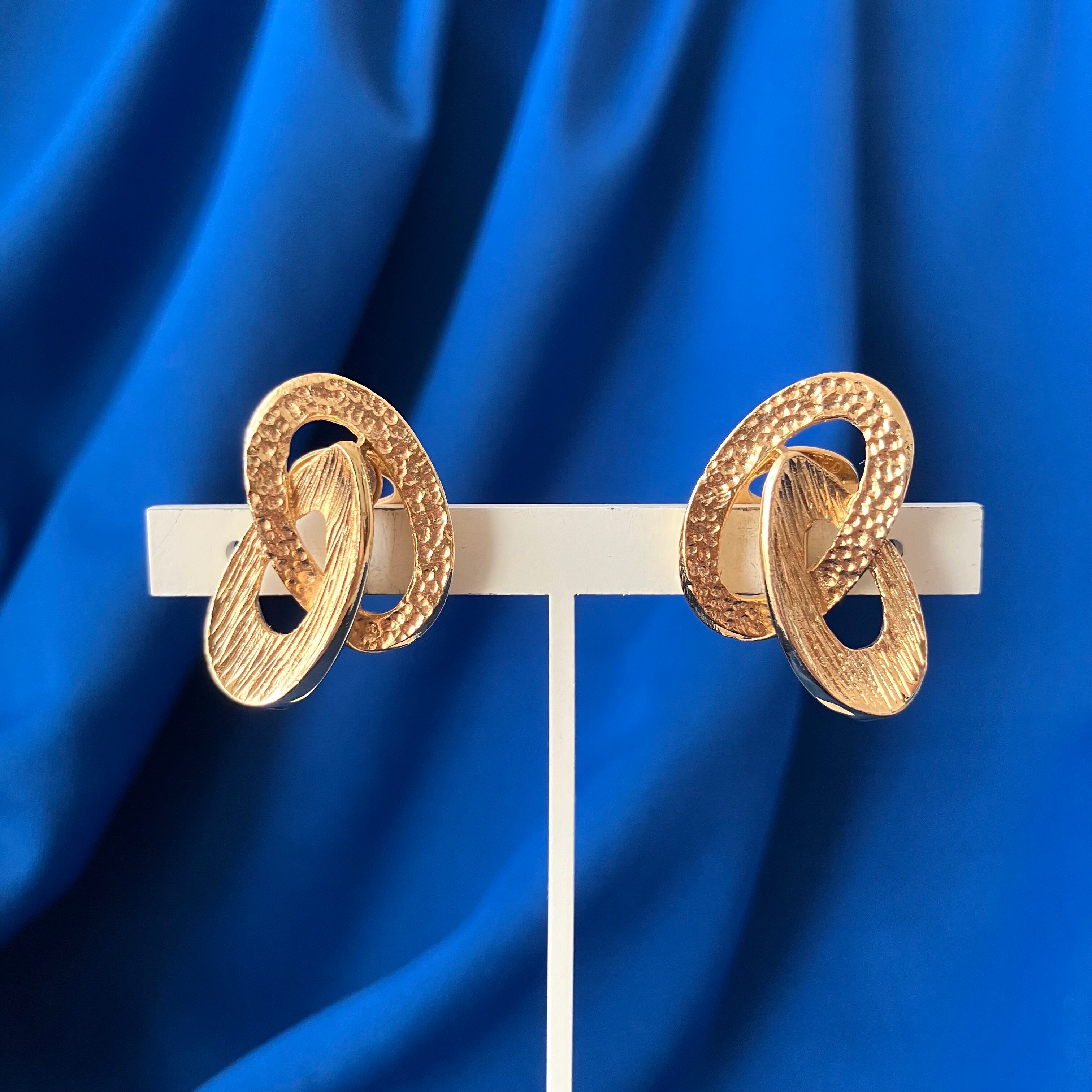 gold & faux tortoise circle dangle earring[e-2212] ヴィンテージ