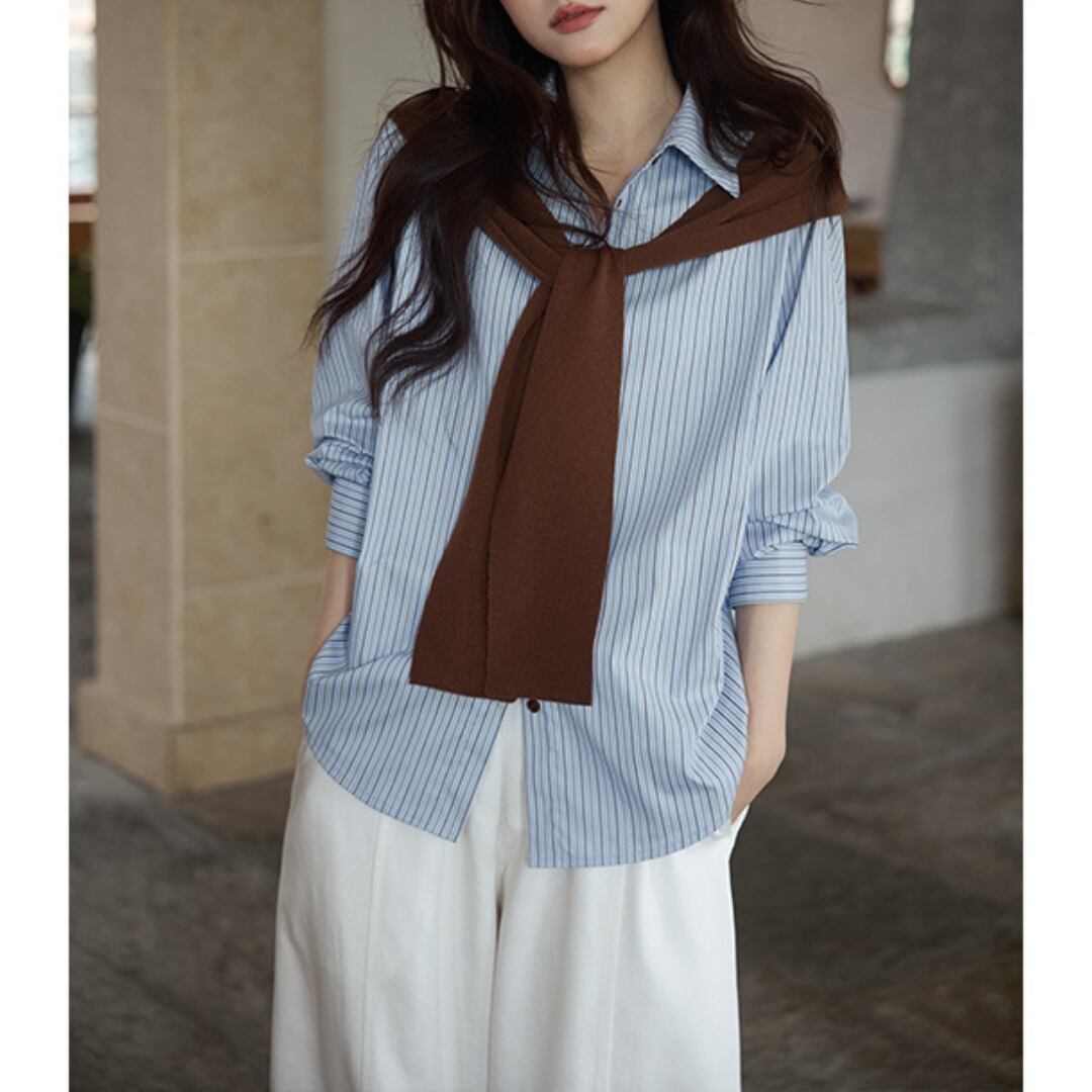 striped layered look shirt