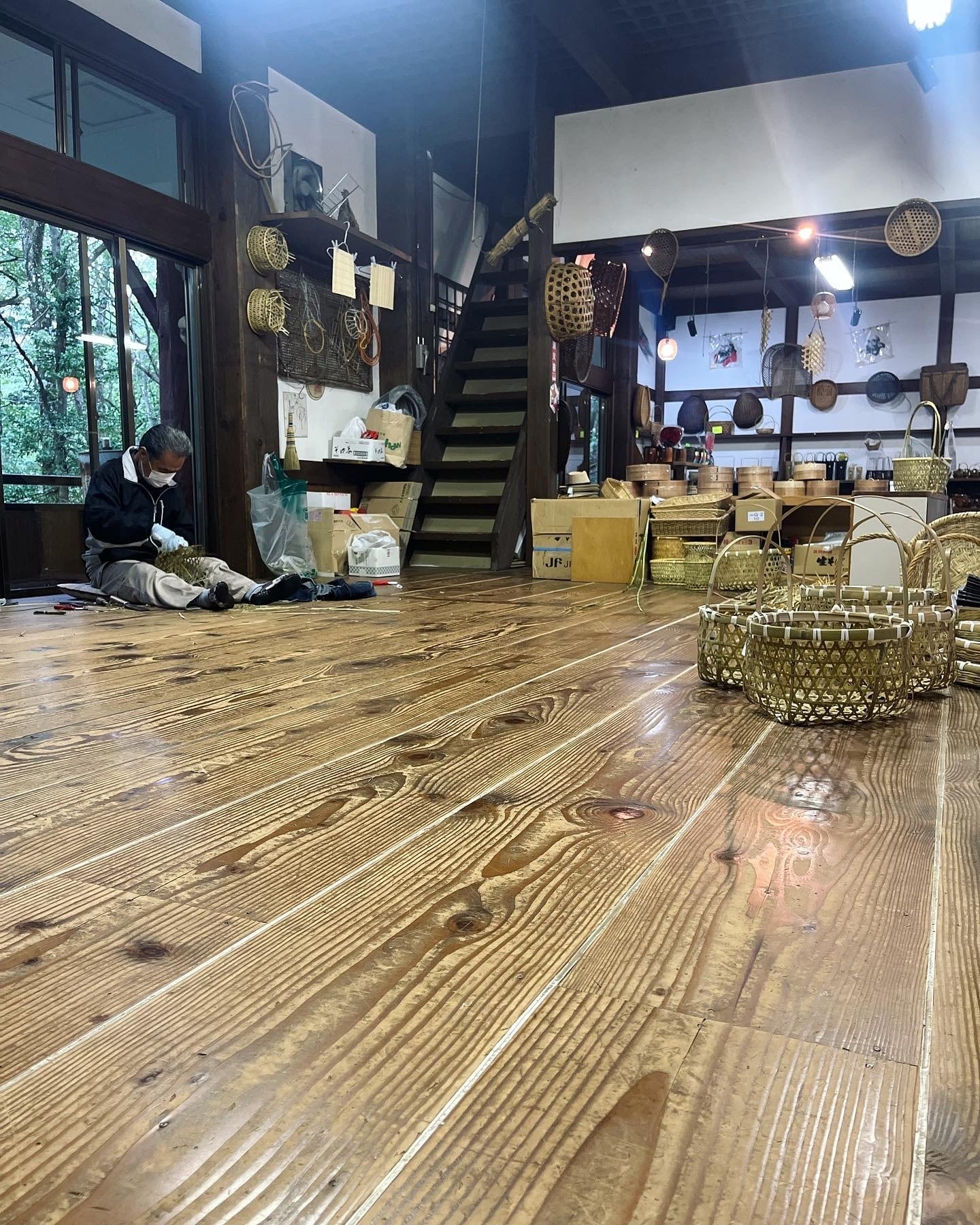 長野県戸隠 竹細工 梅干し干しざる 特大ざる 収穫かご 丸型 | うつわのわ田