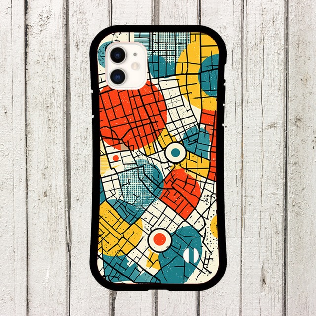 受注生産 iPhoneケース 赤い円と細密都市地図｜都市地図 UMAP059C