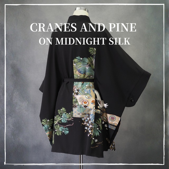 Regenerated Kimono Cape Coat – Handcrafted in Japan/SERENE VILLAGE BY THE WATER'S EDGE 着物リメイクのマントコート｜日本のヴィンテージシルクを再生した一点物/水辺に佇む、静謐な里の風景