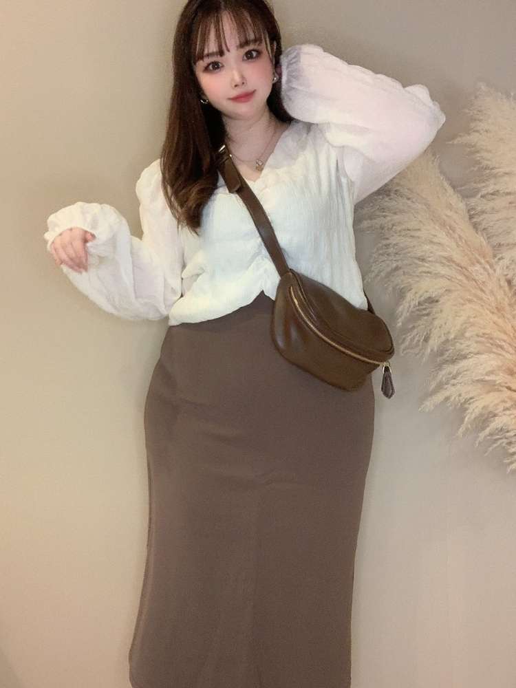 ハイウエストAラインスカート バックスリット きれいめ コーデ 大きいサイズ 韓国 CH6222