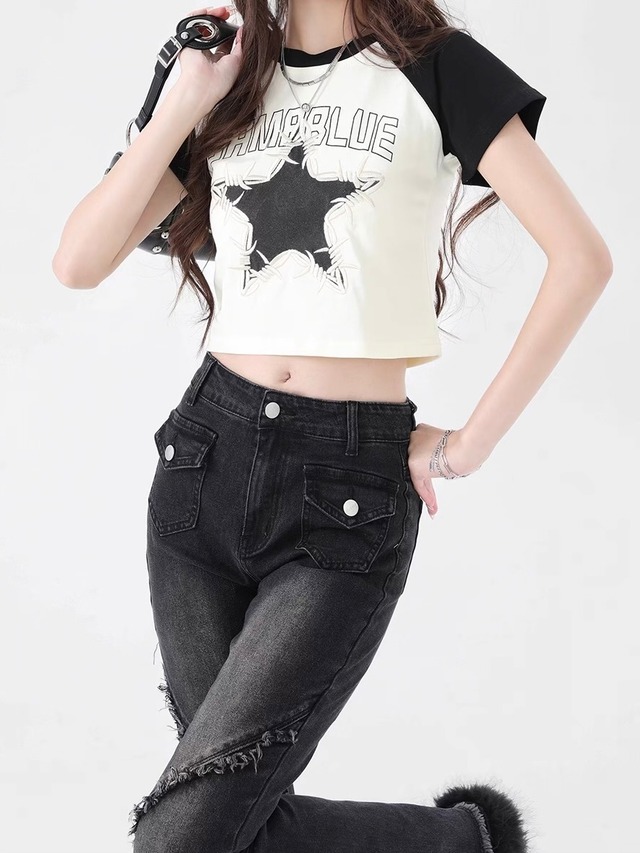 クロップドロゴプリントグランT.1733