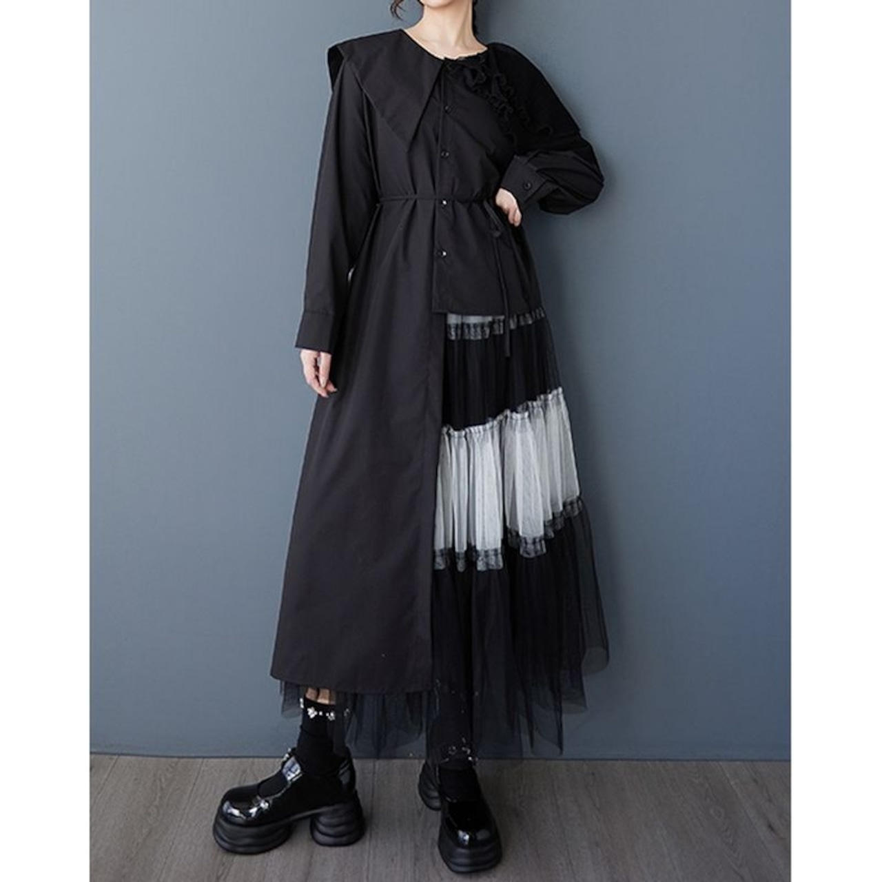 アシンメトリー フリルデザイン ブラウス 00231