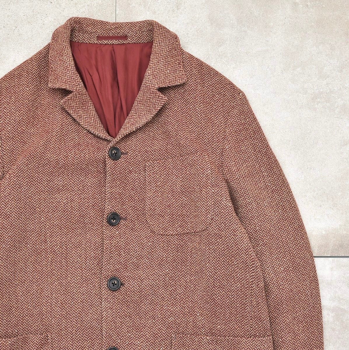 Herringbone tweed classic design jacket