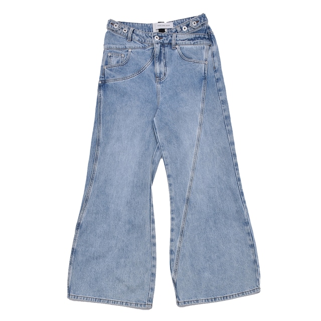 【Feng Chen Wang】CROSS WAISTBAND STRAIGHT LEG JEANS