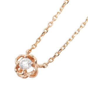 ヨンドシー K10PG ピンクゴールド ダイヤ クローバー ハートモチーフ ペンダント ネックレス レディース 4℃ 【中古】