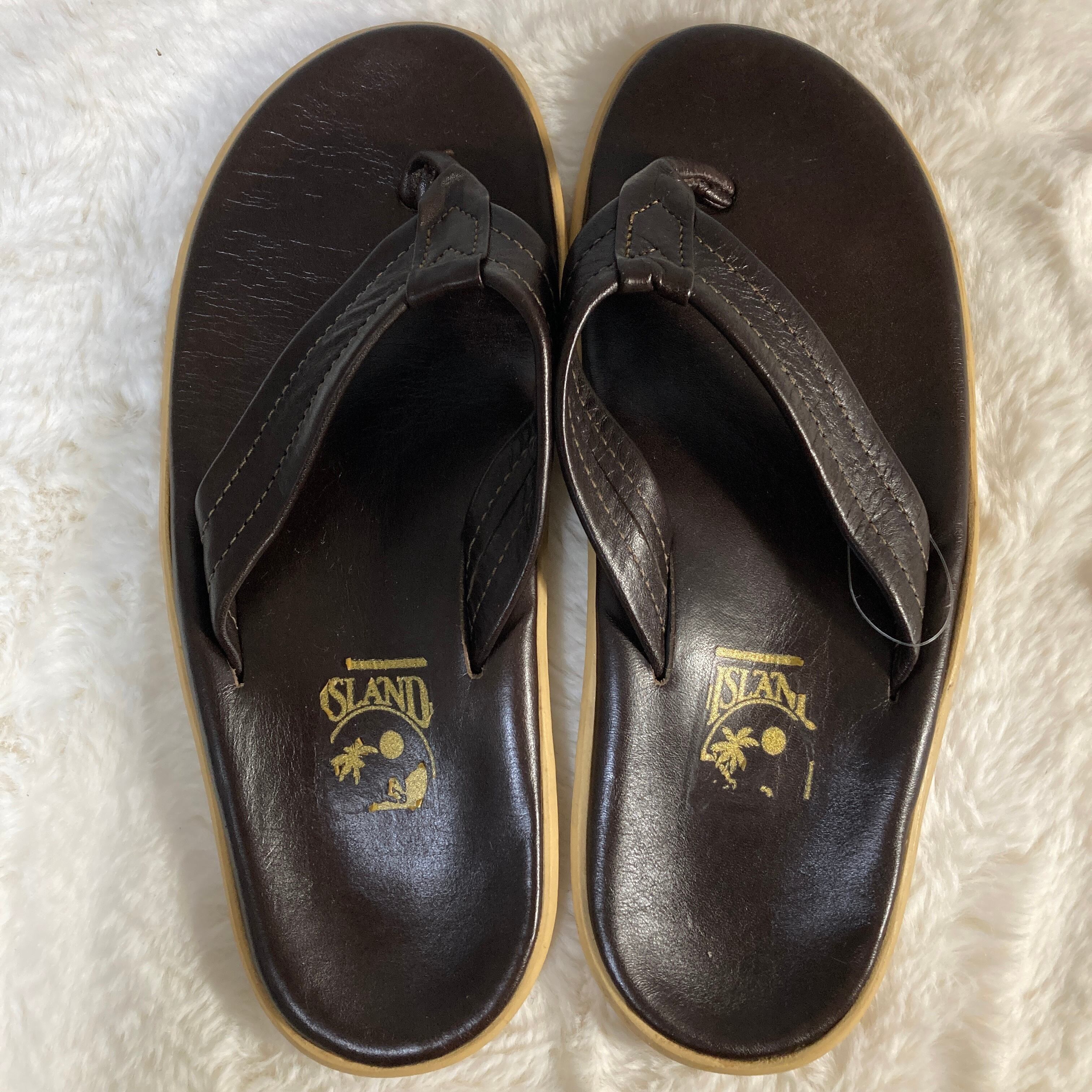 アイランドスリッパ　レザー　革　トングサンダル ブラウン　ダークブラウン　ハワイ ハワイ製 ISLAND SLIPPER アイランド スリッパ レザー トングサンダル